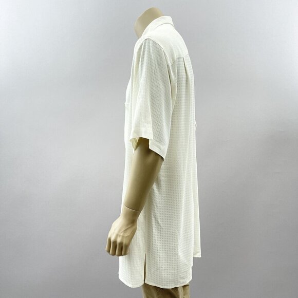 Moda Milano Boyds Mens Tall Ivory Short Sleeve Button-Up Shirt White XL Tall* - Picture 5 of 11